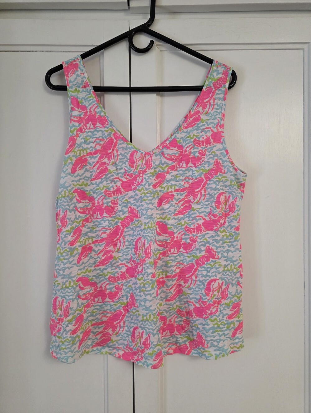 Lilly Pulitzer Hot Pink Lobster Print V-Neck Tank